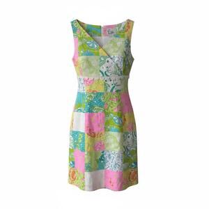 Lilly Pulitzer Colorful Patchwork Shift Dress Preppy Resortwear Womens sz 6